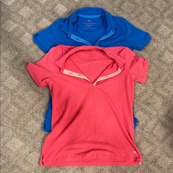 Tommy Bahama set of two women’s islandZONE button up polo’s red and blue - Picture 1 of 6